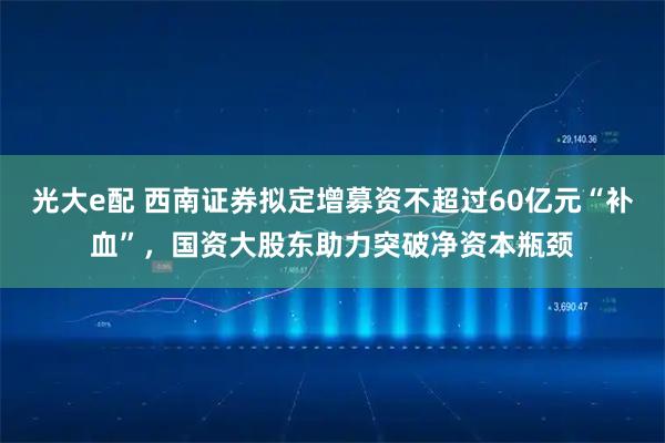 光大e配 西南证券拟定增募资不超过60亿元“补血”，国资大股东助力突破净资本瓶颈